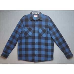 Wrangler Mens Size Medium Soft Fleece‎ Flannel Plaid Shirt Long Sleeve